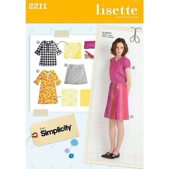 Simplicity Sewing Pattern 2211 LISETTE Dress Skirt Tunic Shirt Top Misses Size 6 - Picture 1 of 3
